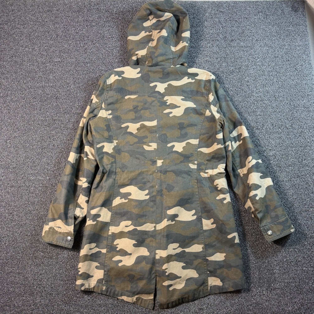 Levi's Camouflage Hooded Utility Jacket Women's Small Green Parka Camo Outdoor‎ - Picture 2 of 8